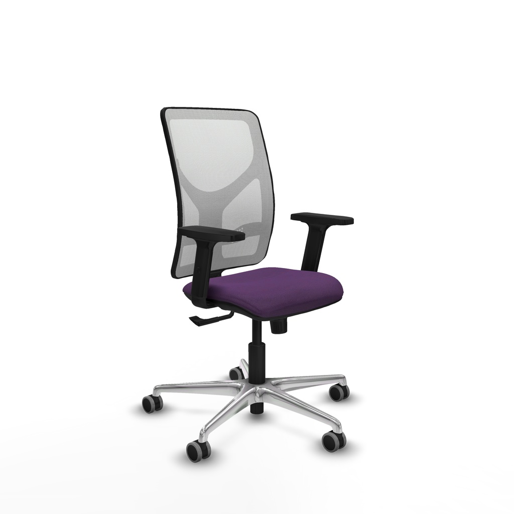 Motilla sincro malla blanca bali morado brazos 2D base aluminio  ruedas 65mm engomadas