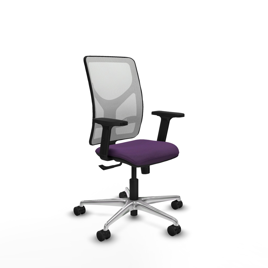 Motilla sincro malla blanca bali morado brazos 2D base aluminio  ruedas 65mm nailon