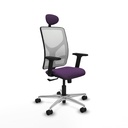 Motilla sincro malla blanca bali morado brazos 2D base aluminio cabecero fijo ruedas 65mm nailon