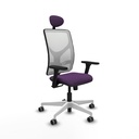 Motilla sincro malla blanca bali morado brazos 3D base blanca cabecero fijo ruedas 65mm engomadas