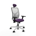 Motilla sincro malla blanca bali morado brazos 3D base blanca cabecero fijo ruedas 65mm nailon