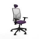 Motilla sincro malla blanca bali morado brazos 3D base piramidal cabecero fijo ruedas 65mm nailon