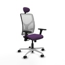 Motilla sincro malla blanca bali morado brazos 3D base aluminio cabecero fijo ruedas 65mm nailon