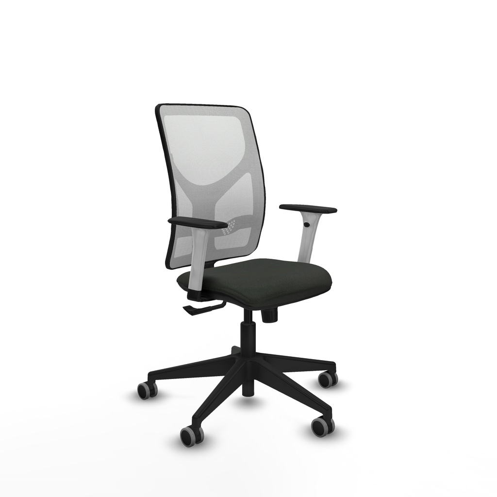 Motilla sincro malla blanca bali negro brazos blancos base piramidal  ruedas 65mm engomadas