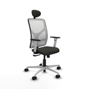 Motilla sincro malla blanca bali negro brazos blancos base aluminio cabecero fijo ruedas 65mm nailon