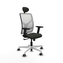 Motilla sincro malla blanca bali negro brazos 2D base blanca cabecero fijo ruedas 65mm engomadas