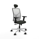 Motilla sincro malla blanca bali negro brazos 2D base blanca cabecero fijo ruedas 65mm nailon