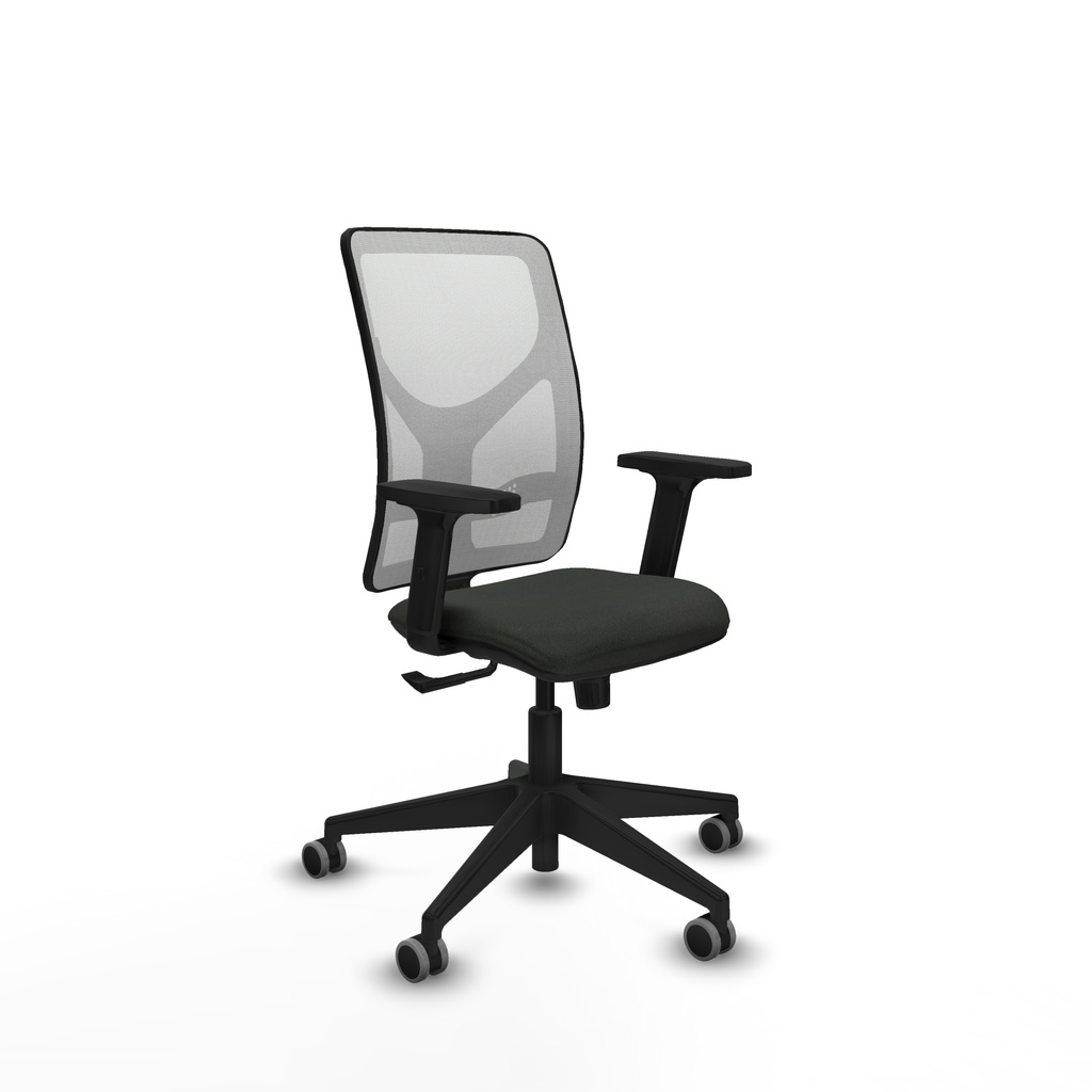 Motilla sincro malla blanca bali negro brazos 2D base piramidal  ruedas 65mm engomadas