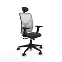 Motilla sincro malla blanca bali negro brazos 2D base piramidal cabecero fijo ruedas 65mm nailon