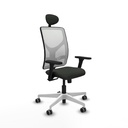 Motilla sincro malla blanca bali negro brazos 3D base blanca cabecero fijo ruedas 65mm engomadas