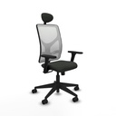Motilla sincro malla blanca bali negro brazos 3D base piramidal cabecero fijo ruedas 65mm nailon
