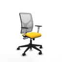 Motilla sincro malla blanca similpiel amarillo brazos blancos base piramidal  ruedas 65mm nailon