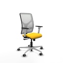 Motilla sincro malla blanca similpiel amarillo brazos blancos base aluminio  ruedas 65mm engomadas