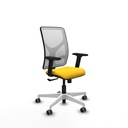 Motilla sincro malla blanca similpiel amarillo brazos 2D base blanca  ruedas 65mm engomadas