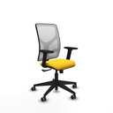 Motilla sincro malla blanca similpiel amarillo brazos 2D base piramidal  ruedas 65mm engomadas