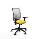 Motilla sincro malla blanca similpiel amarillo brazos 3D base piramidal  ruedas 65mm engomadas