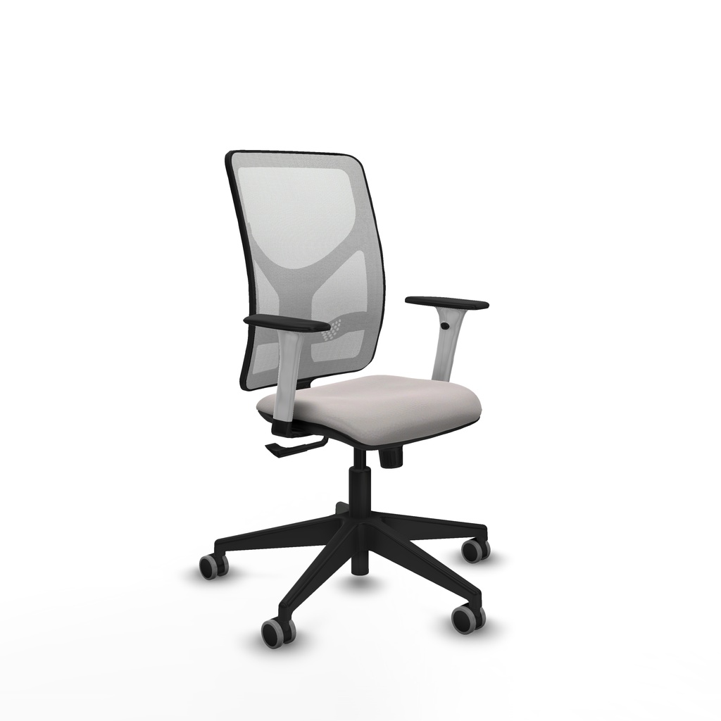 Motilla sincro malla blanca similpiel blanco brazos blancos base piramidal  ruedas 65mm engomadas