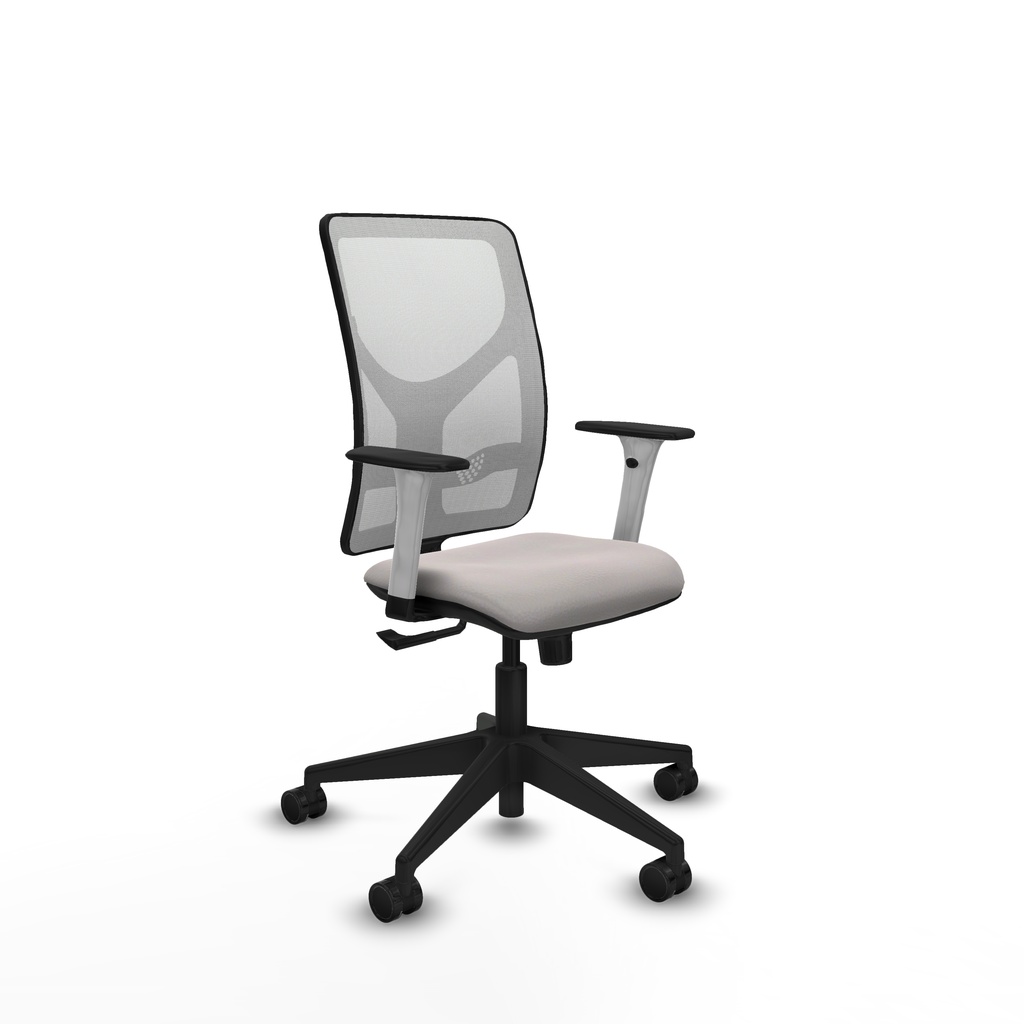 Motilla sincro malla blanca similpiel blanco brazos blancos base piramidal  ruedas 65mm nailon