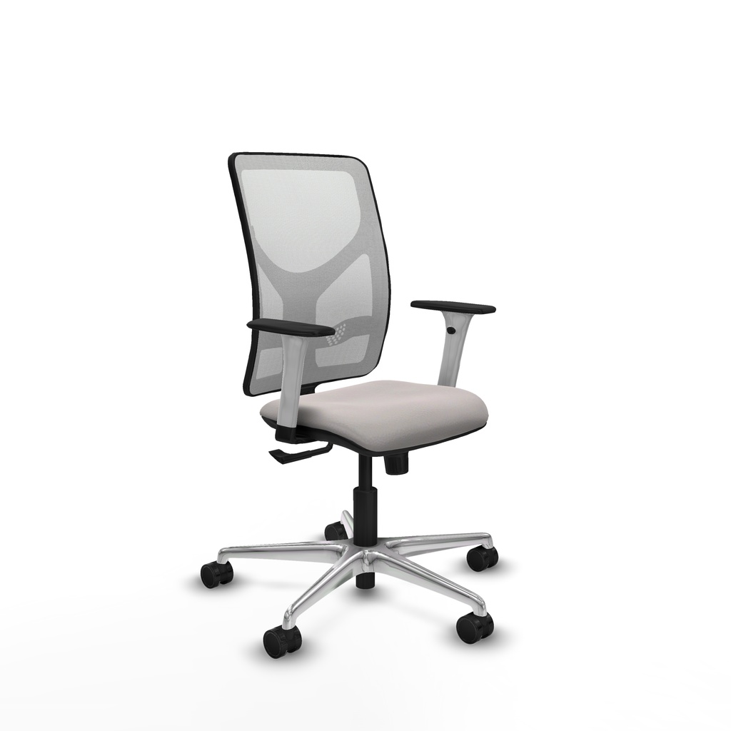 Motilla sincro malla blanca similpiel blanco brazos blancos base aluminio  ruedas 65mm nailon