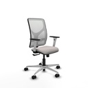 Motilla sincro malla blanca similpiel blanco brazos blancos base aluminio  ruedas 65mm nailon