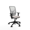 Motilla sincro malla blanca similpiel blanco brazos 1D base piramidal  ruedas 65mm nailon