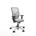 Motilla sincro malla blanca similpiel blanco brazos 1D base aluminio  ruedas 65mm nailon