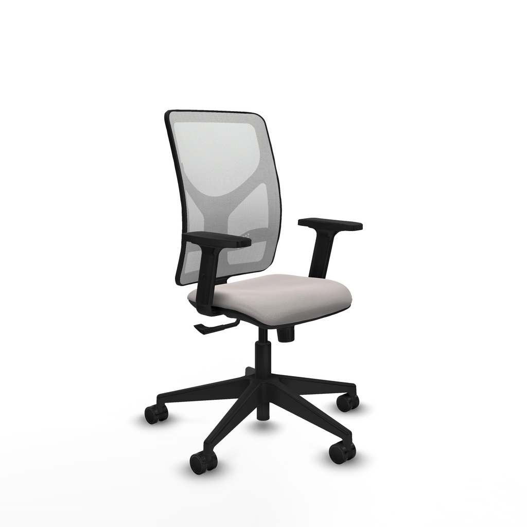 Motilla sincro malla blanca similpiel blanco brazos 2D base piramidal  ruedas 65mm nailon