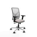 Motilla sincro malla blanca similpiel blanco brazos 2D base aluminio  ruedas 65mm engomadas