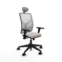 Motilla sincro malla blanca similpiel blanco brazos 3D base piramidal cabecero fijo ruedas 65mm nailon