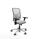 Motilla sincro malla blanca similpiel blanco brazos 3D base aluminio  ruedas 65mm engomadas