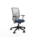 Motilla sincro malla blanca similpiel azul marino brazos blancos base piramidal  ruedas 65mm nailon
