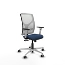Motilla sincro malla blanca similpiel azul marino brazos blancos base aluminio  ruedas 65mm engomadas