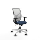 Motilla sincro malla blanca similpiel azul marino brazos 1D base blanca  ruedas 65mm engomadas