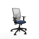 Motilla sincro malla blanca similpiel azul marino brazos 1D base piramidal  ruedas 65mm nailon