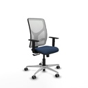 Motilla sincro malla blanca similpiel azul marino brazos 1D base aluminio  ruedas 65mm engomadas