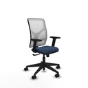 Motilla sincro malla blanca similpiel azul marino brazos 2D base piramidal  ruedas 65mm nailon