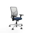 Motilla sincro malla blanca similpiel azul marino brazos 3D base blanca  ruedas 65mm engomadas
