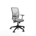 Motilla sincro malla blanca similpiel gris brazos blancos base piramidal  ruedas 65mm engomadas
