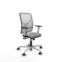 Motilla sincro malla blanca similpiel gris brazos blancos base aluminio  ruedas 65mm engomadas