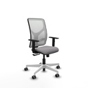 Motilla sincro malla blanca similpiel gris brazos 1D base blanca  ruedas 65mm engomadas