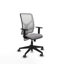 Motilla sincro malla blanca similpiel gris brazos 1D base piramidal  ruedas 65mm engomadas