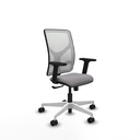 Motilla sincro malla blanca similpiel gris brazos 2D base blanca  ruedas 65mm nailon
