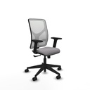 Motilla sincro malla blanca similpiel gris brazos 2D base piramidal  ruedas 65mm nailon