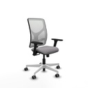 Motilla sincro malla blanca similpiel gris brazos 3D base blanca  ruedas 65mm engomadas