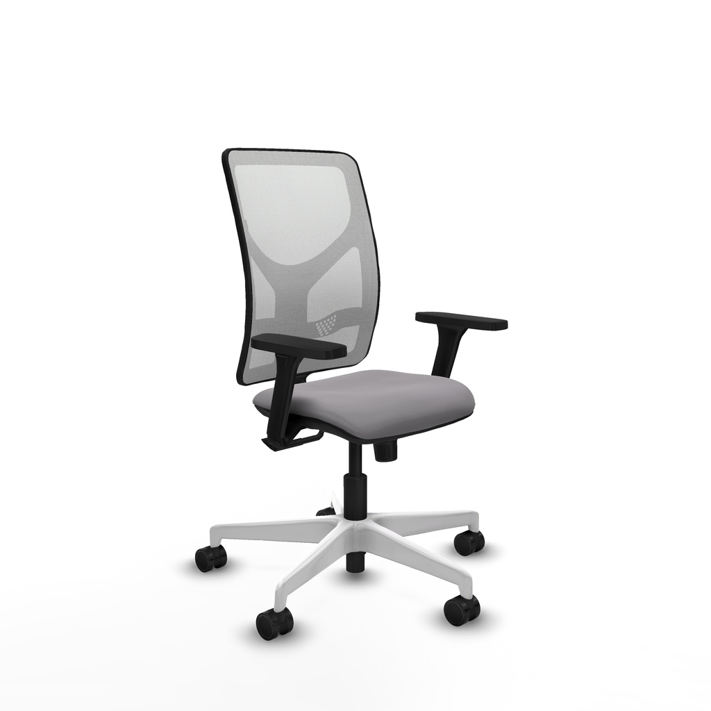 Motilla sincro malla blanca similpiel gris brazos 3D base blanca  ruedas 65mm nailon