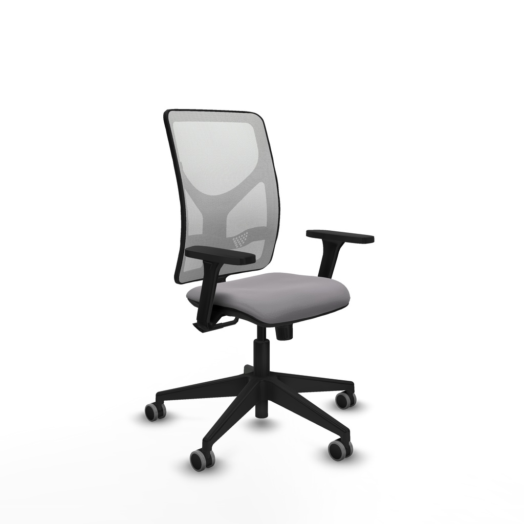 Motilla sincro malla blanca similpiel gris brazos 3D base piramidal  ruedas 65mm engomadas