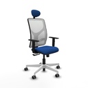 Motilla sincro malla blanca similpiel azul brazos 1D base blanca cabecero fijo ruedas 65mm engomadas
