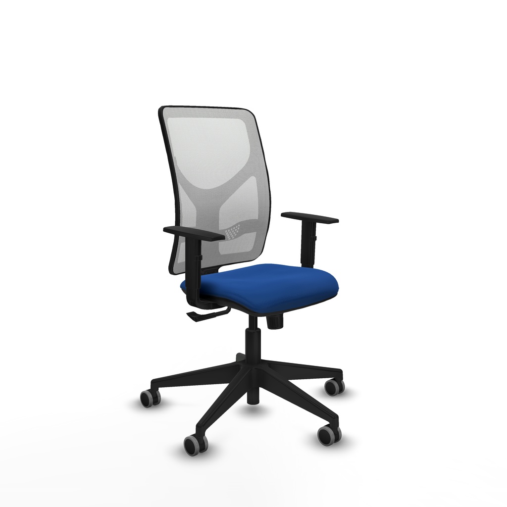 Motilla sincro malla blanca similpiel azul brazos 1D base piramidal  ruedas 65mm engomadas