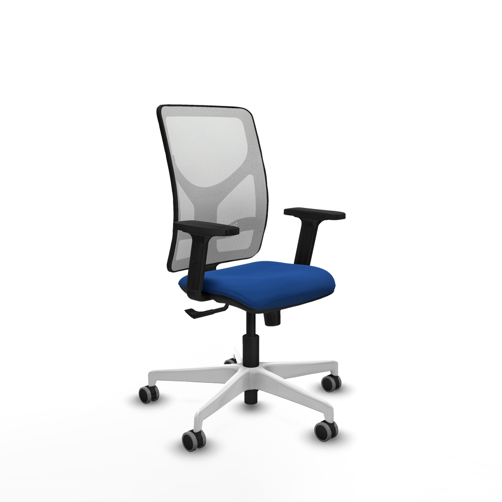 Motilla sincro malla blanca similpiel azul brazos 2D base blanca  ruedas 65mm engomadas