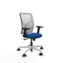 Motilla sincro malla blanca similpiel azul brazos 2D base blanca  ruedas 65mm nailon